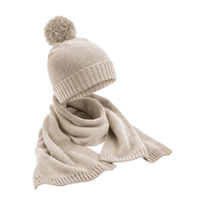Beechfield Knitted scarf and beanie gift set B401R Knitted scarf and beanie gift set Thumbnail