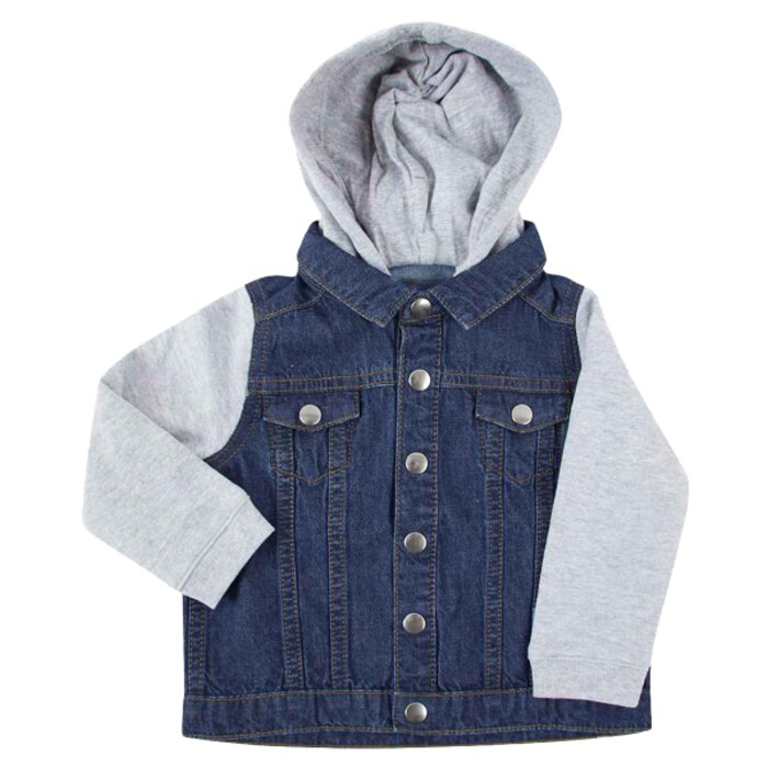 DENIM JACKET WITH FLEECE HOOD Thumbnail