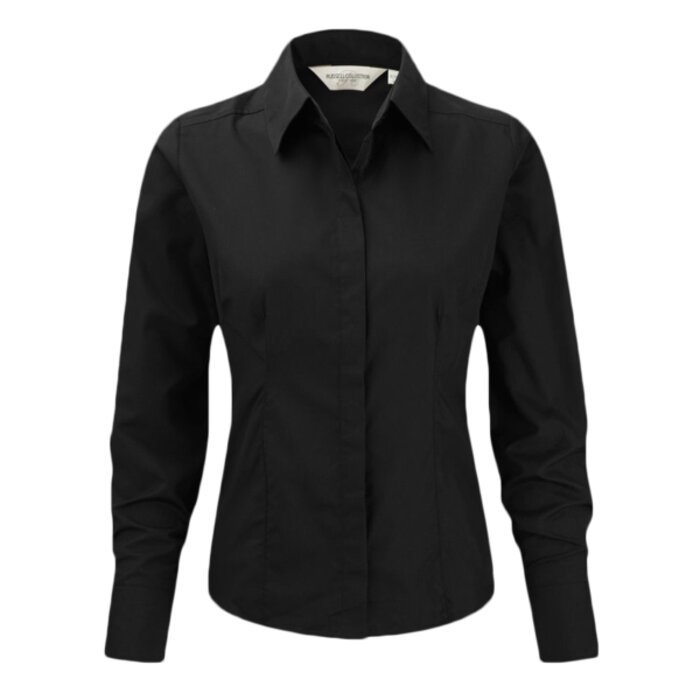 Russell Collection Ladies Long Sleeve Fitted Poplin Shirt Thumbnail