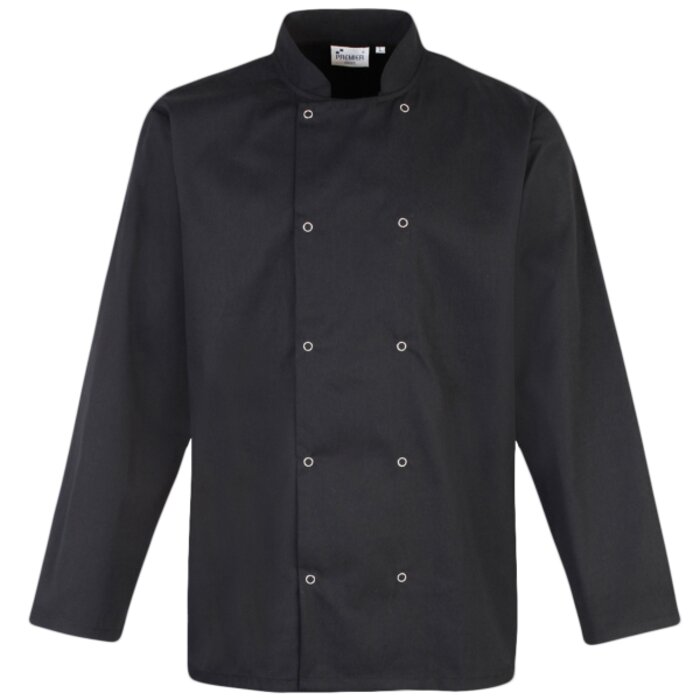 Studded front long sleeve chef's jacket Thumbnail