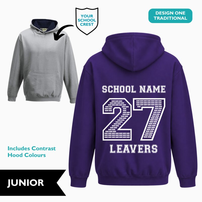 Traditional Design Contrast Leavers' Hoodie (Junior) Thumbnail