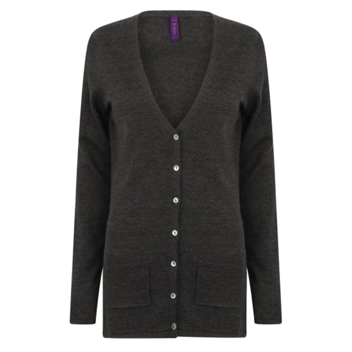 Henbury Women's v-button cardigan HB723 Women's v-button cardigan Thumbnail