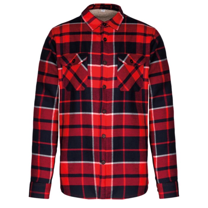 Sherpa-lined checked shirt jacket Thumbnail