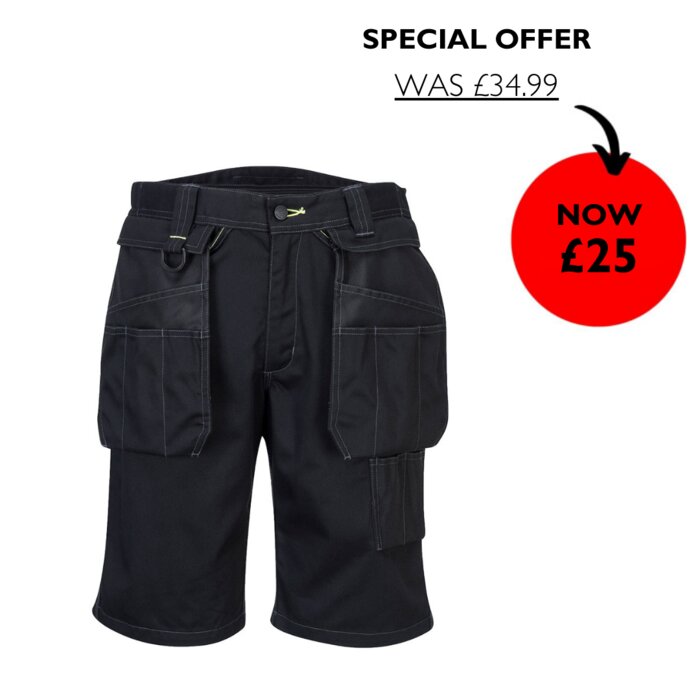 Portwest PW3 Holster Work Shorts Black (Sale) Thumbnail