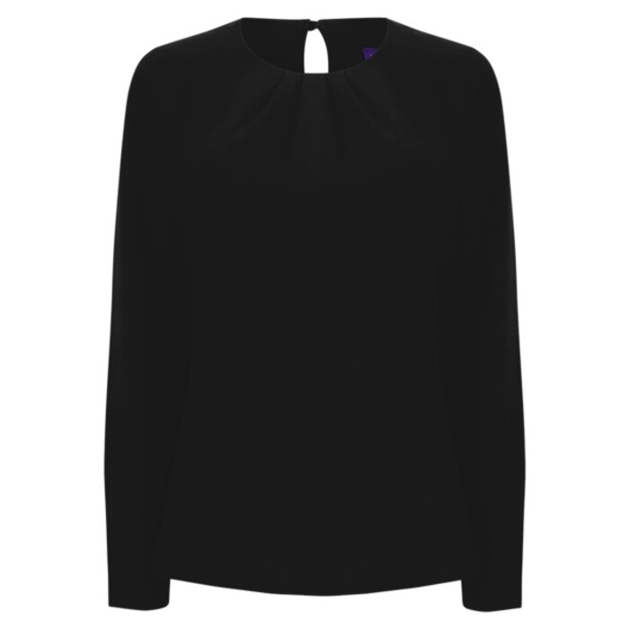 LADIES PLEAT FRONT L/S BLOUSE Thumbnail