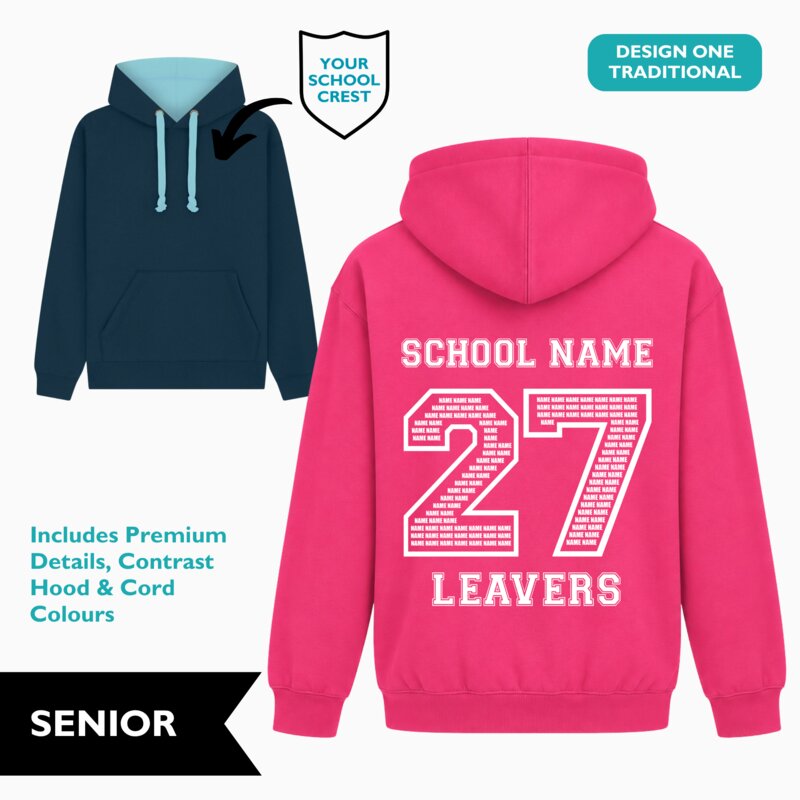 Traditional Design Premium Contrast Leavers' Hoodie (Senior) Thumbnail