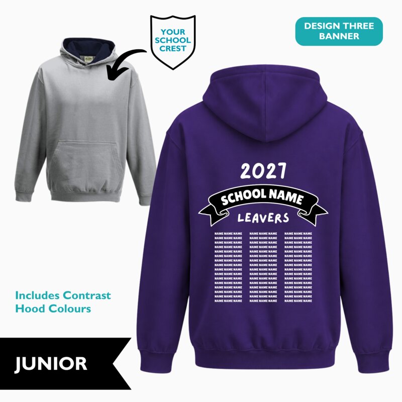 Banner Design Contrast Leavers' Hoodie (Junior) Thumbnail
