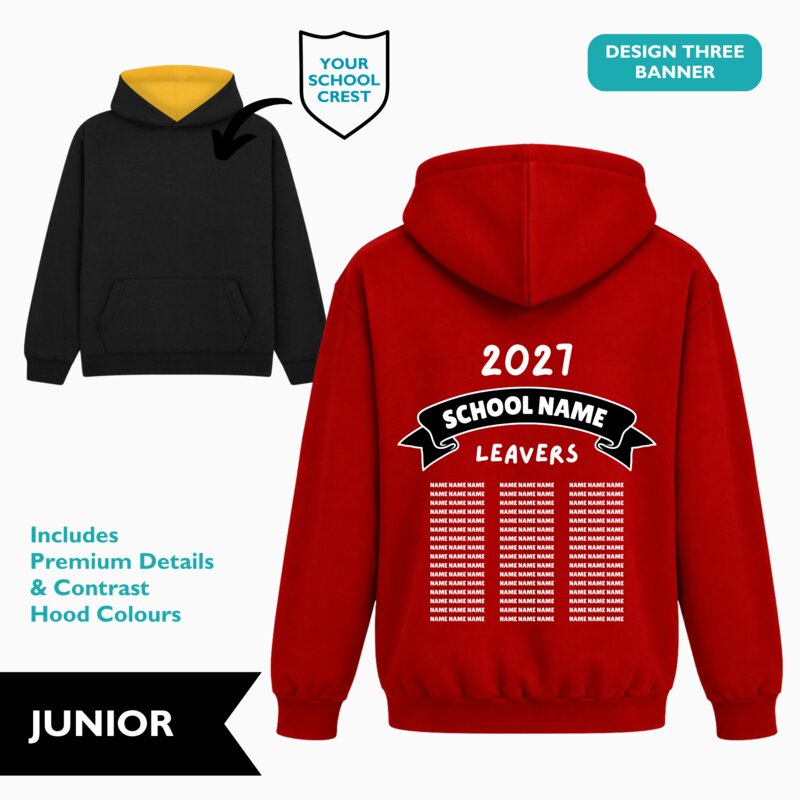 Banner Design Premium Contrast Hoodie (Junior) Thumbnail